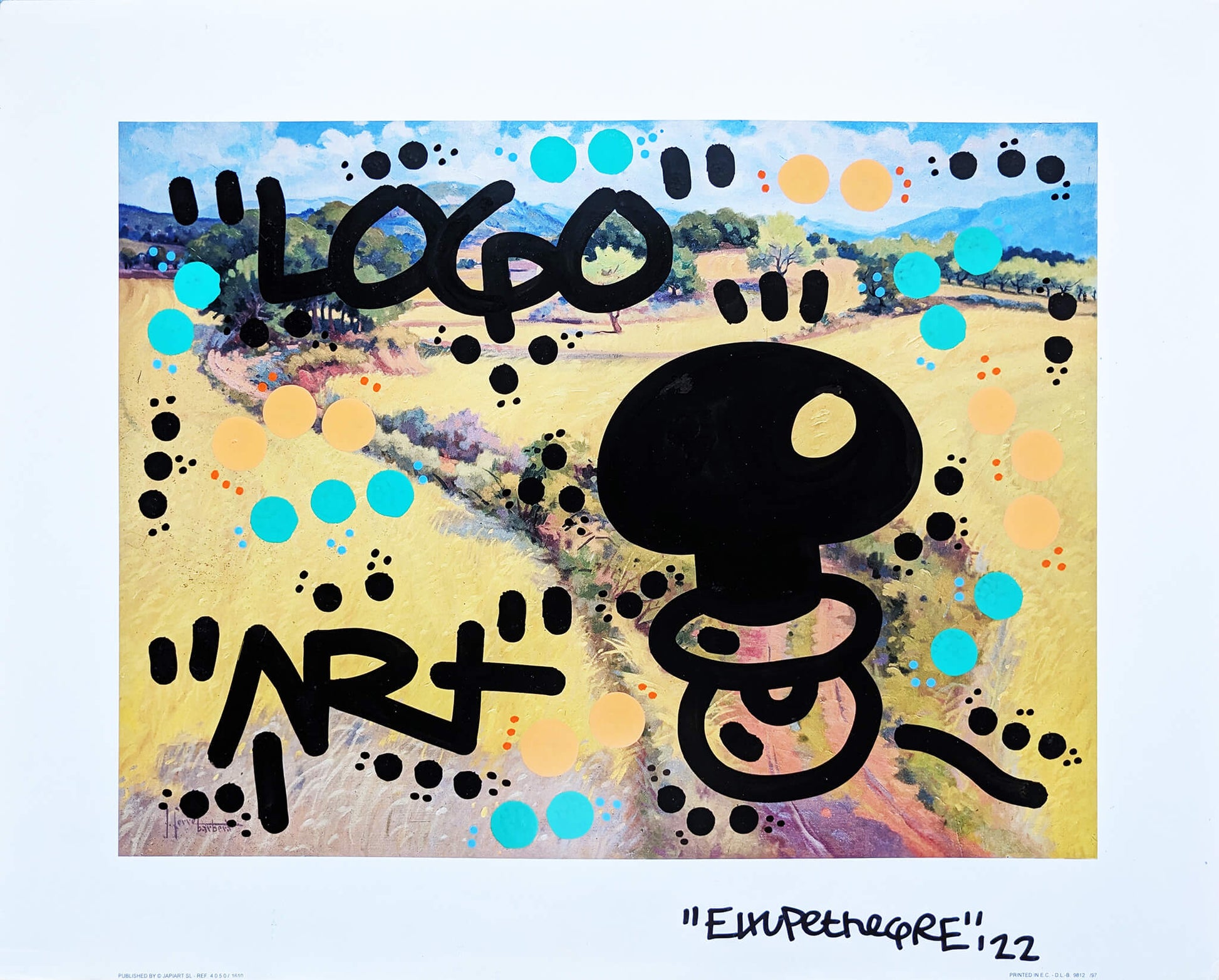 El Xupet Negre work "Logoart" (paint on ancient print)