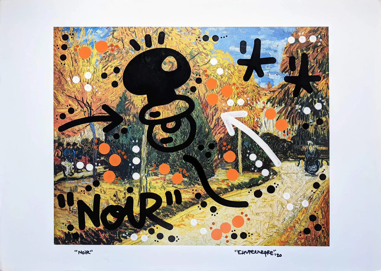 El Xupet Negre work "Noir" (paint on ancient print)