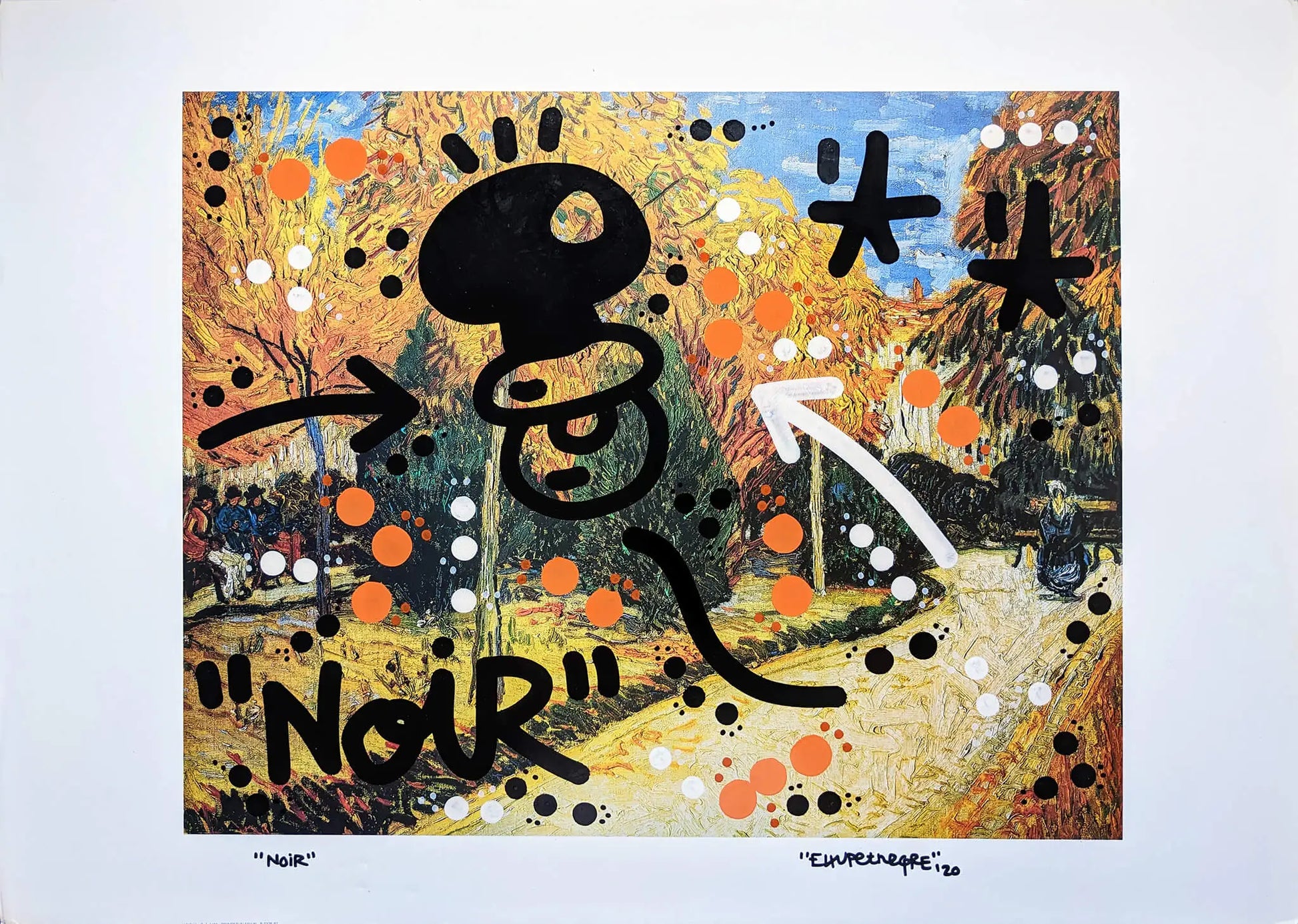 El Xupet Negre work "Noir" (paint on ancient print)