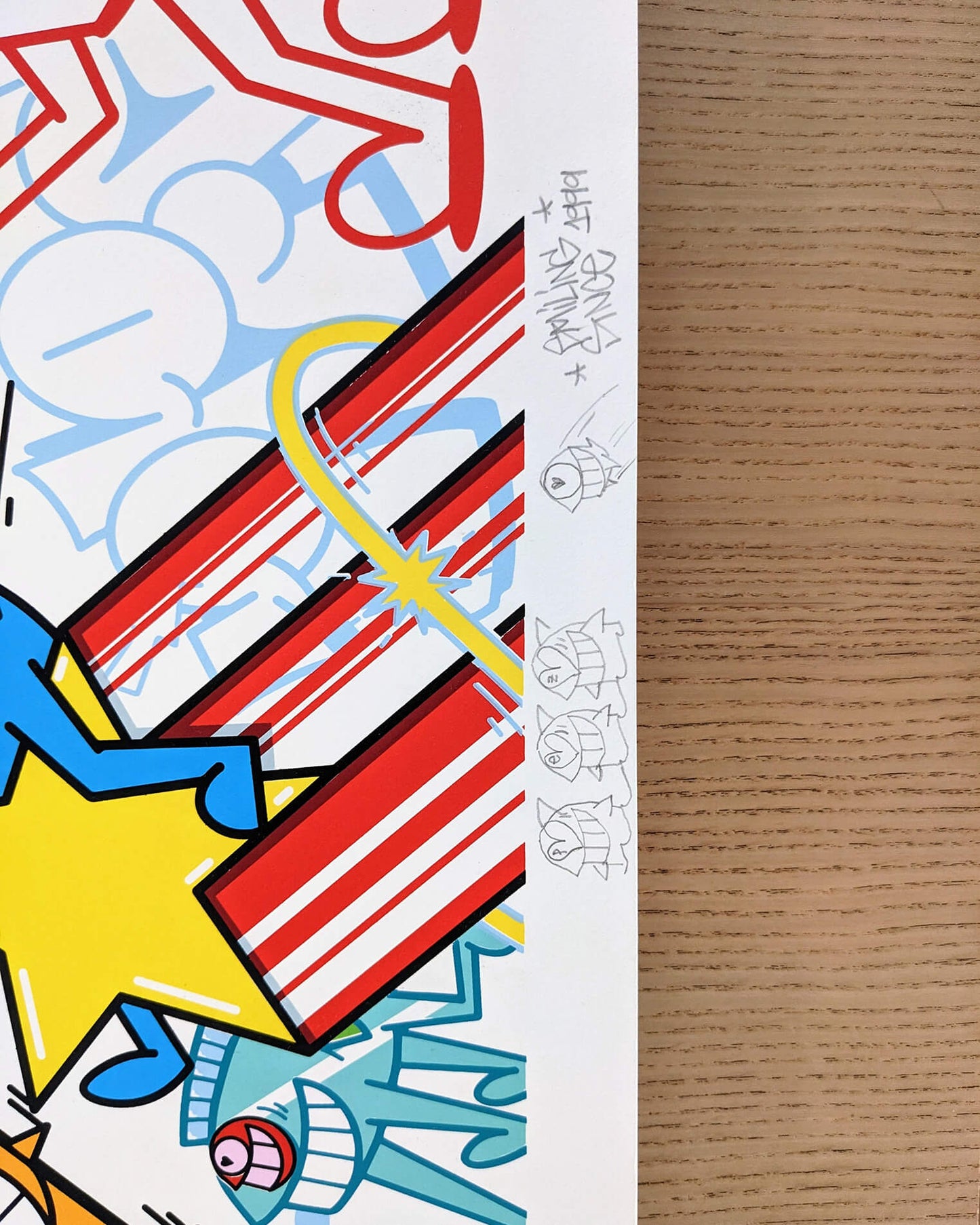 Pez -"get up stand up"(1) (impresión terminada a mano)