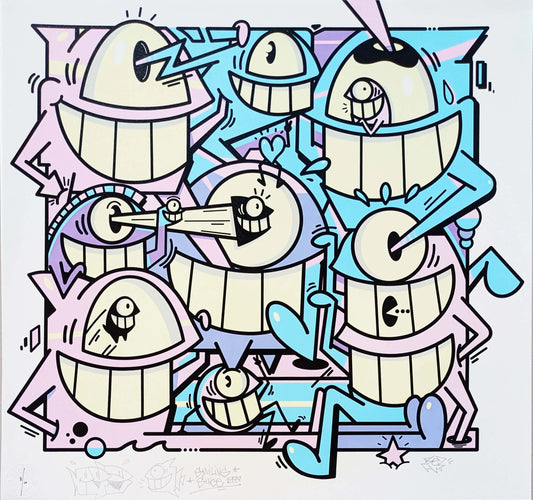 Pez - Smiles in style (Pastel)(8)(Hand-finished Screen Print)