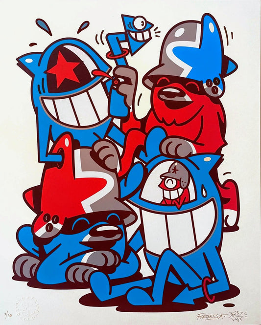 Flying Förtress & Pez - PezFortress2025 (Red outline edition) (Screen-Print)