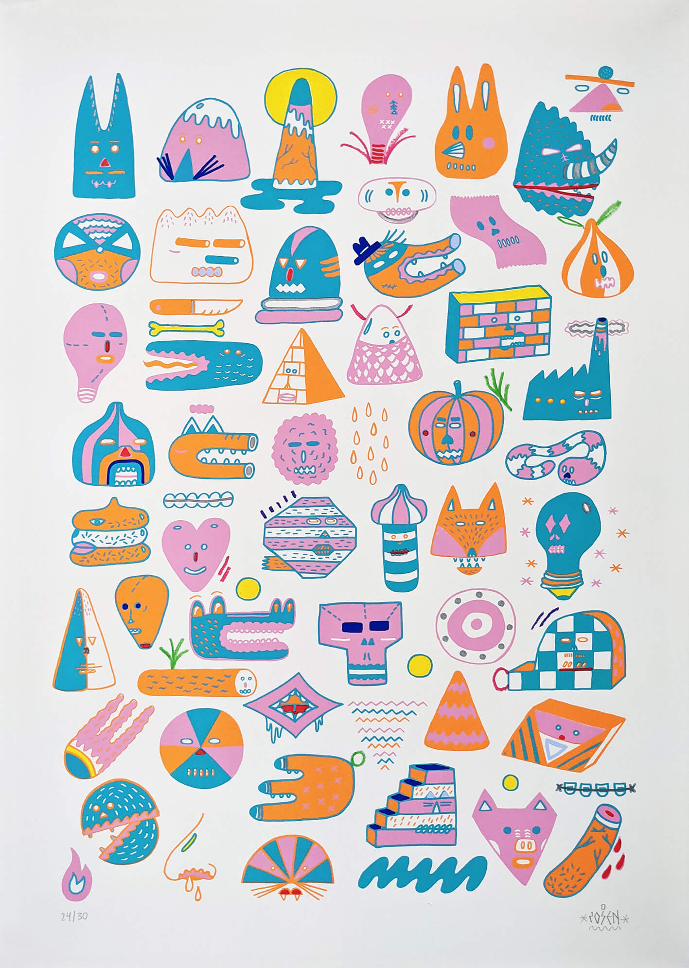 Zosen print "Carnival Faces"