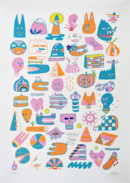 Zosen print "Carnival Faces"