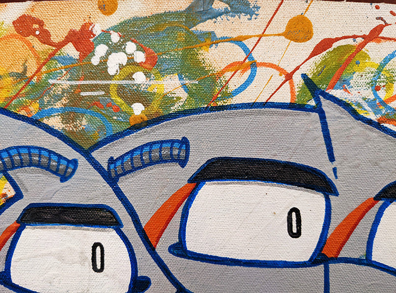Pez - "Fish Space Ship 3" canvas (detail 2)