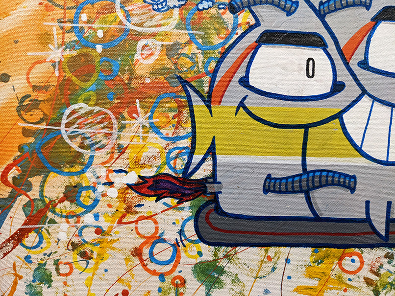 Pez - "Fish Space Ship 3" canvas (detail 3)