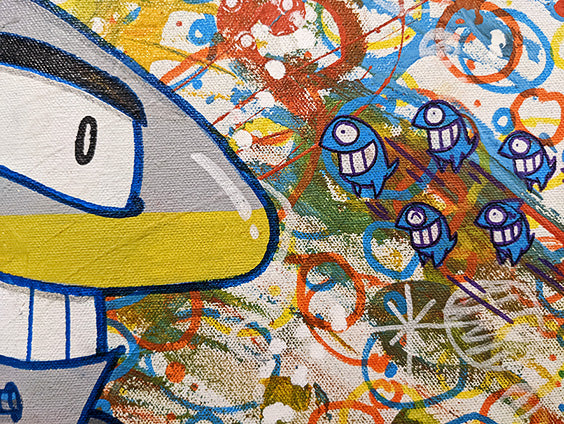 Pez - "Fish Space Ship 3" canvas (detail)