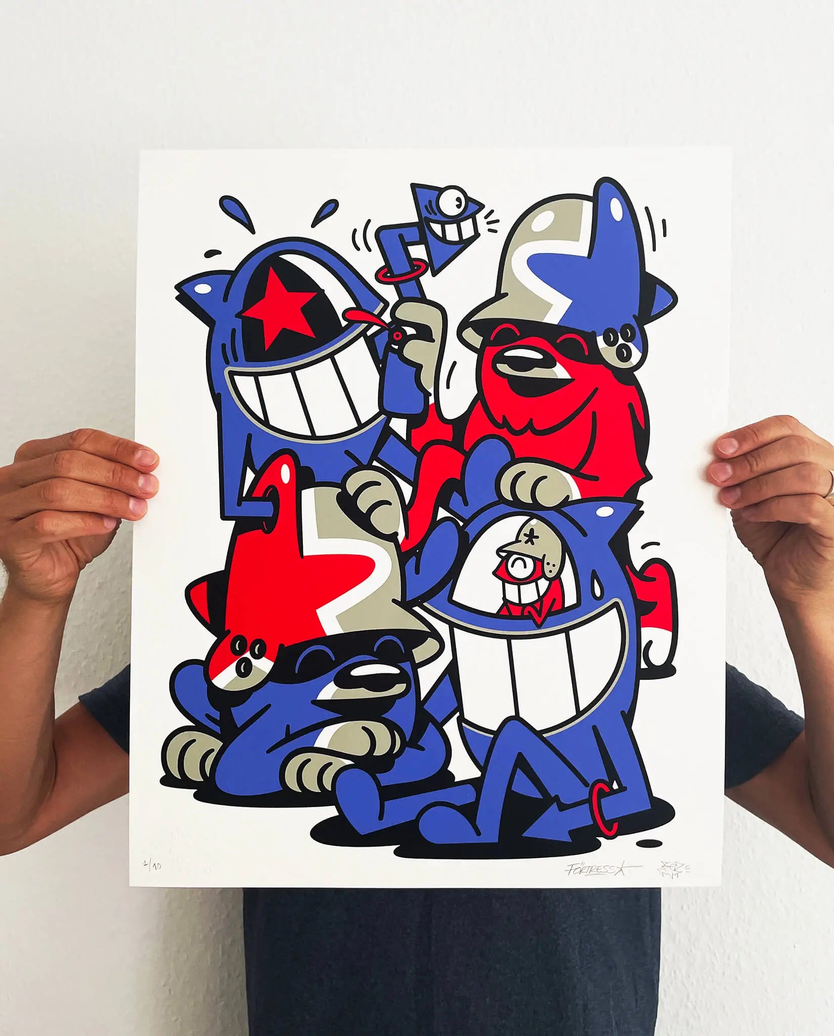 Flying Förtress holding his screen print with Pez's "PezFortress2025"