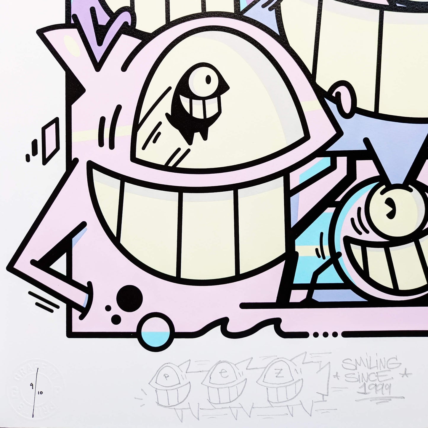 Pez - Smiles in style (Pastel)(9)(Hand-finished Screen Print)