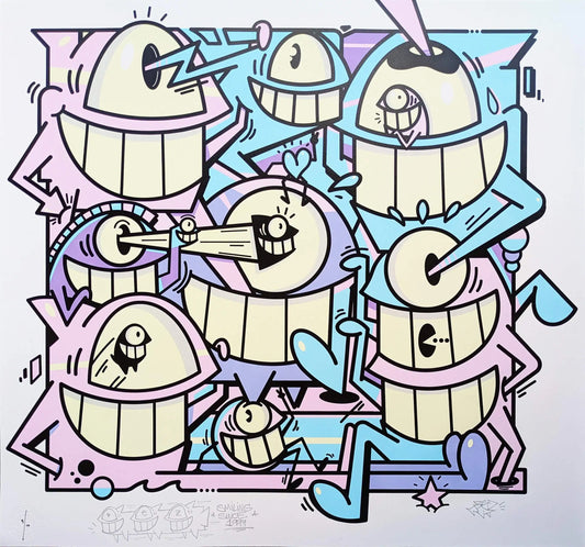 Pez - Smiles in style (Pastel)(9)(Hand-finished Screen Print)