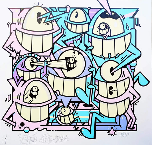 Pez - Smiles in style (Pastel)(8)(Hand-finished Screen Print)