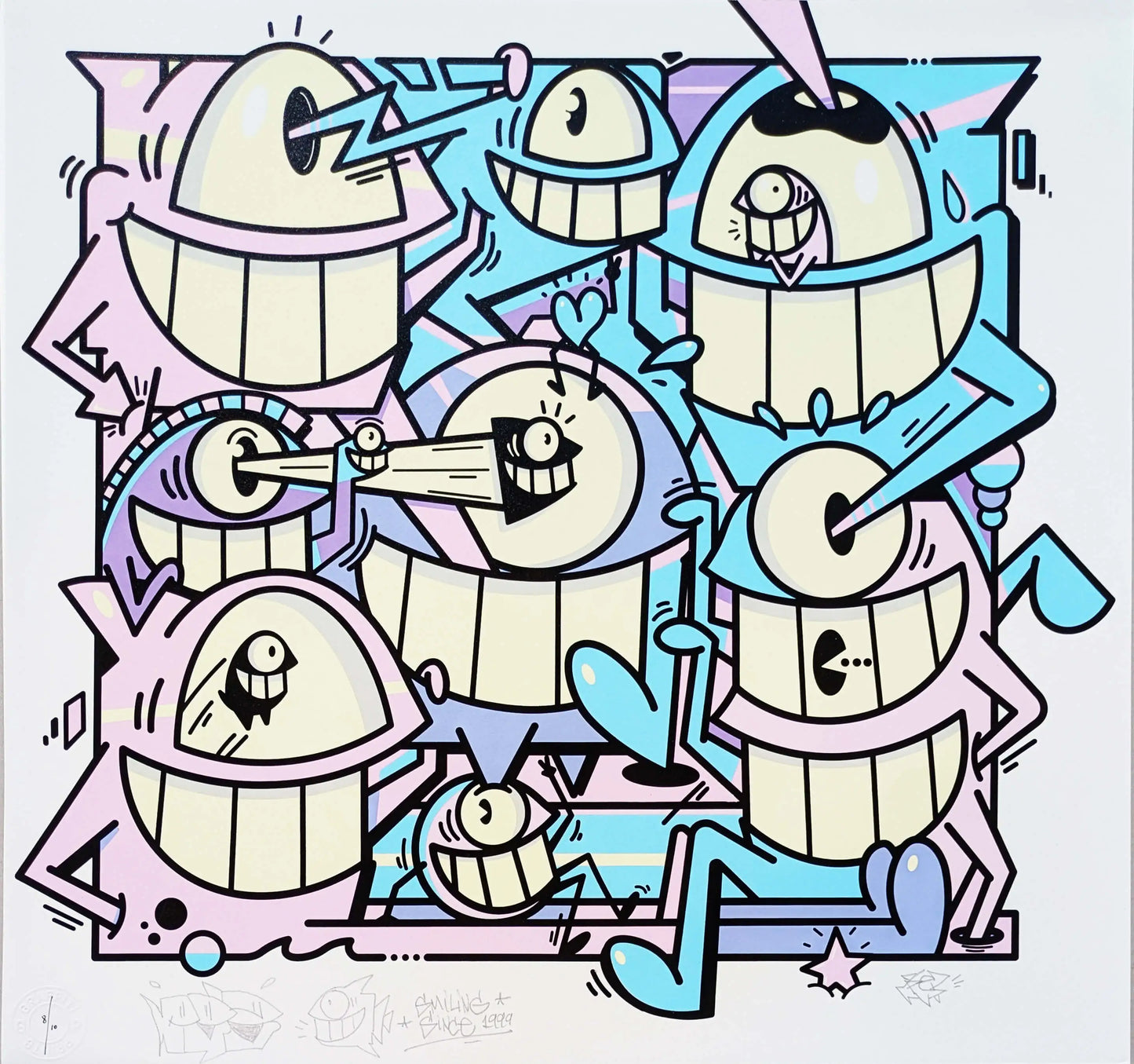 Pez - Smiles in style (Pastel)(8)(Hand-finished Screen Print)