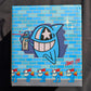 Box for Art Toy "Walking Fish (Blue classic Edition)" by Pez, signed by the artist (back)