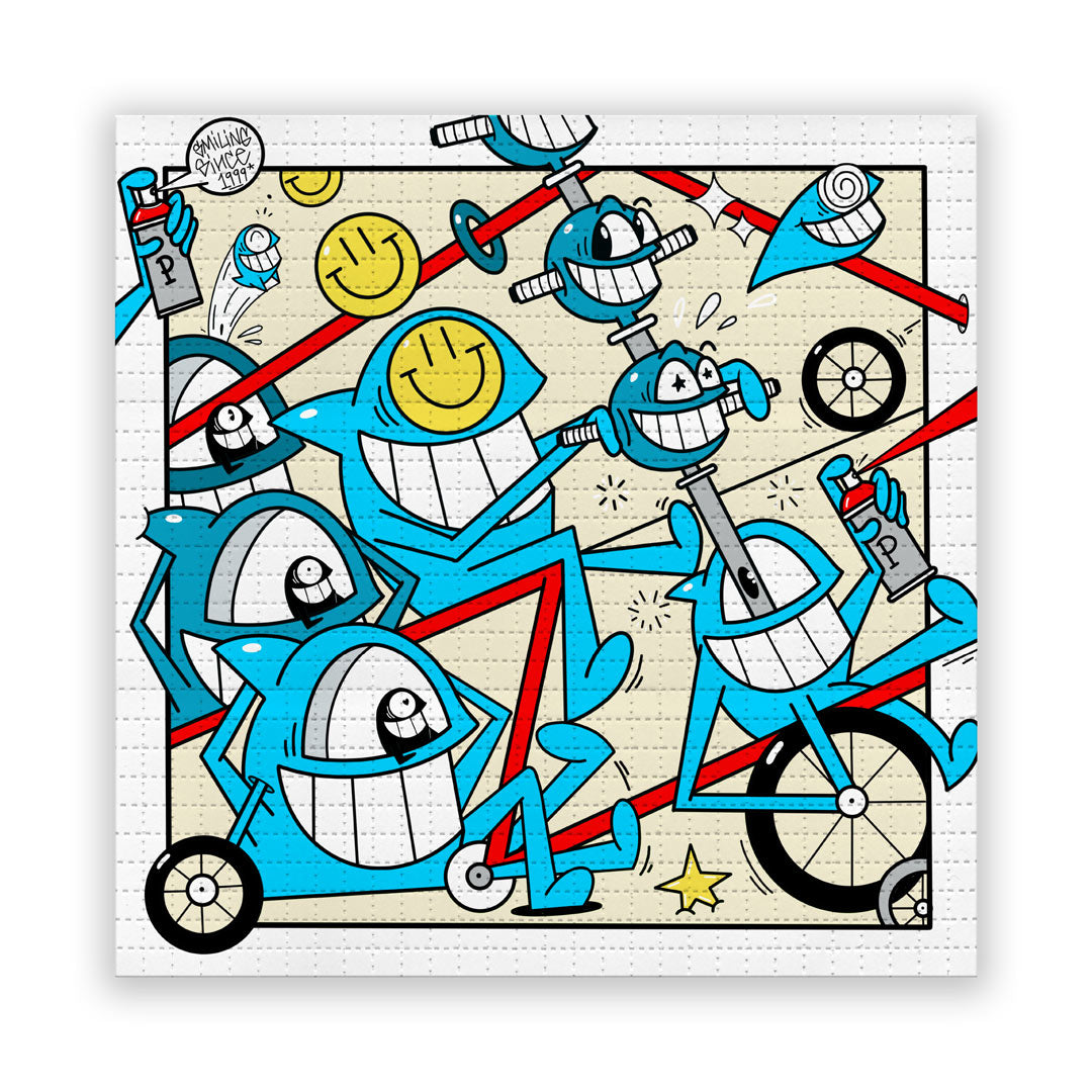 Pez blotter print "Riding in the neighbourhood"