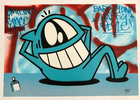 Pez original work "Chilling happy throwie"